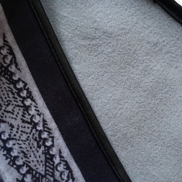 Leopard Print Gray & Black Wrap Shawl, Tassel Ties Closure, Oversized, Boxy, - Picture 7 of 8